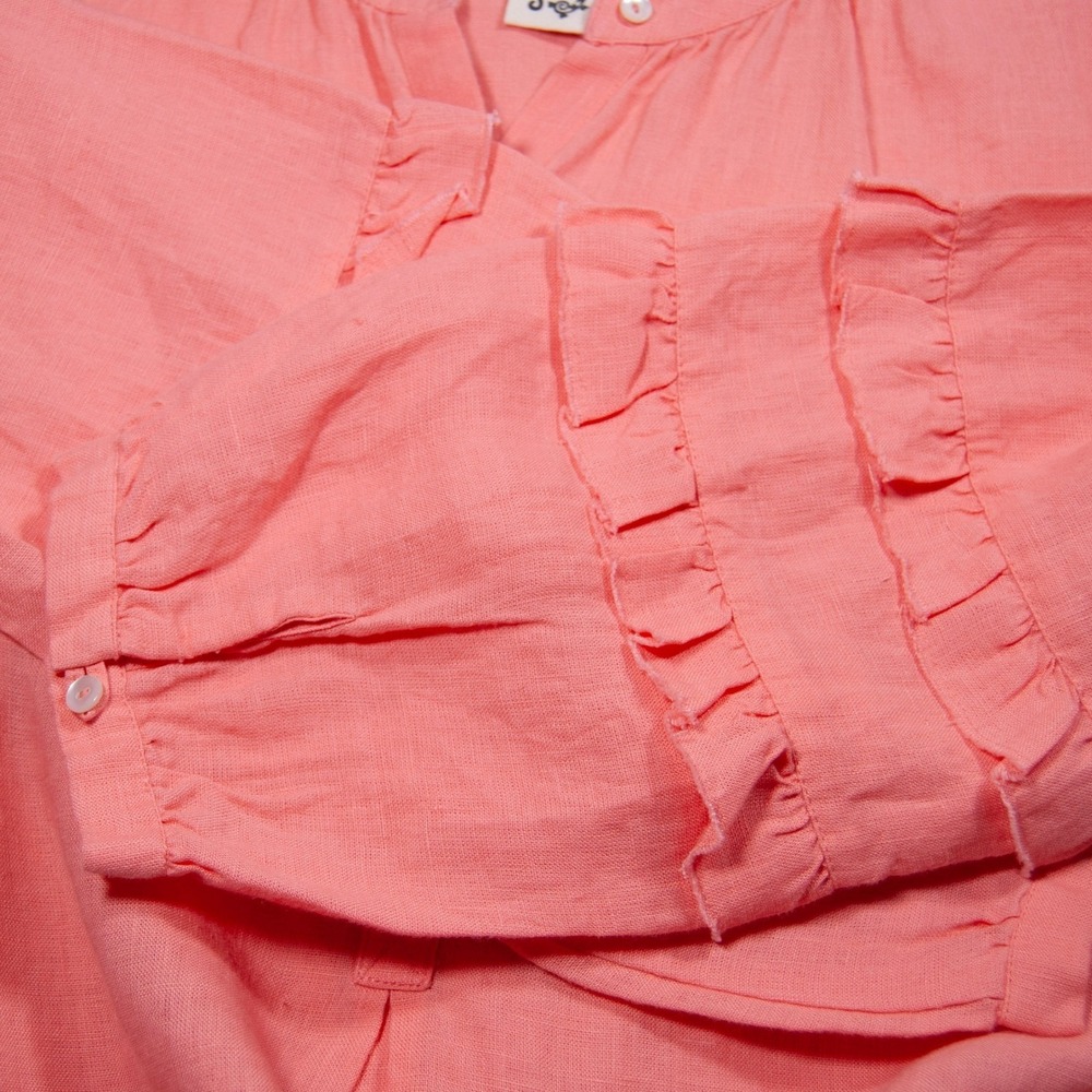Ivy Jane Women's Ruffle Sleeve Top Blouse Coral Linen Small - Picture 4 of 8